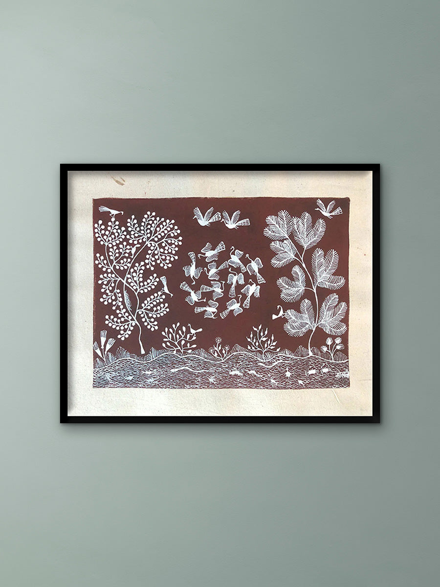 Shop Riverside in the Forest, Warli Art by Dilip Bahotha