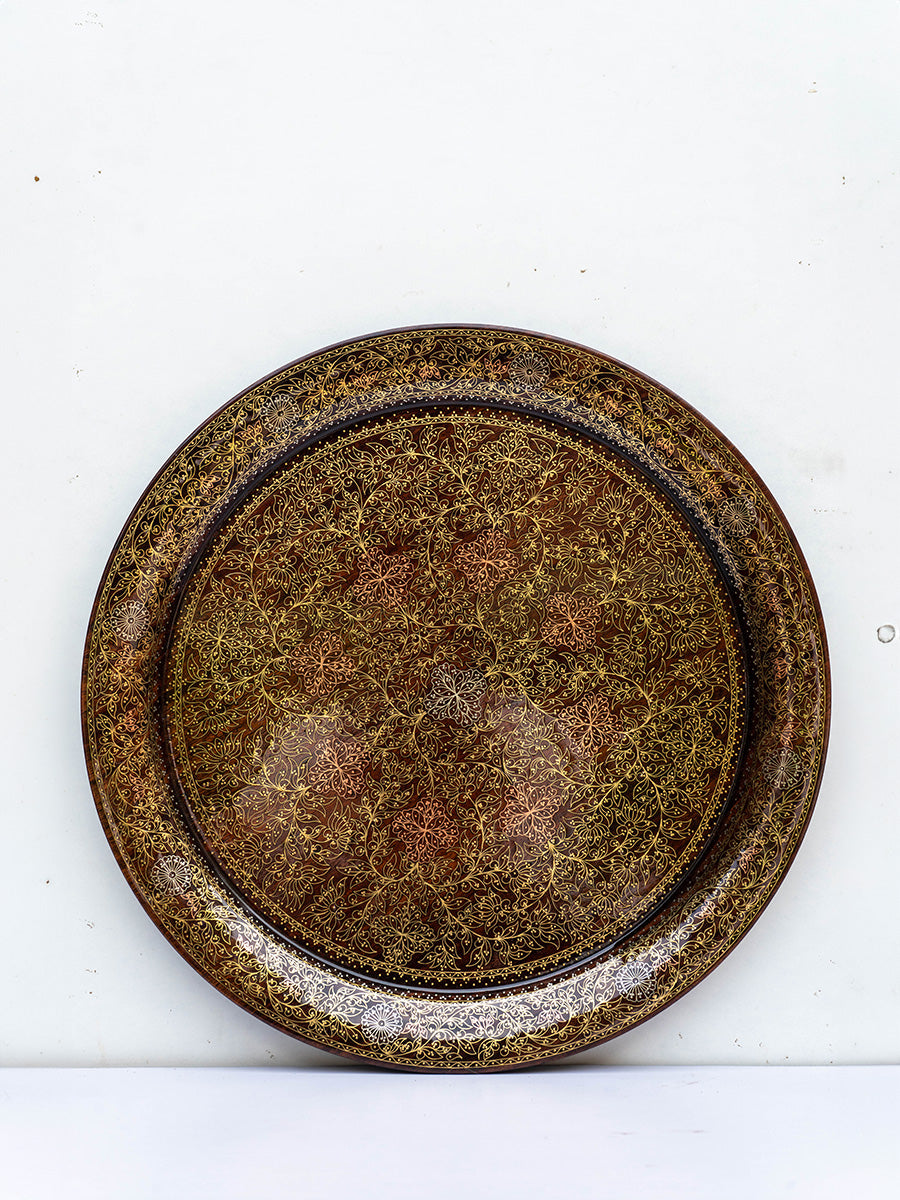 Royal Floral Tarkashi Tray by Mohan Lal Sharma for sale