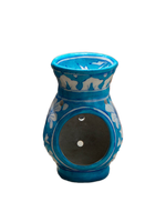 Azure Tranquility: Tealight Holders in a Floral Embrace Tealight holder Blue Pottery By Gopal Saini for sale