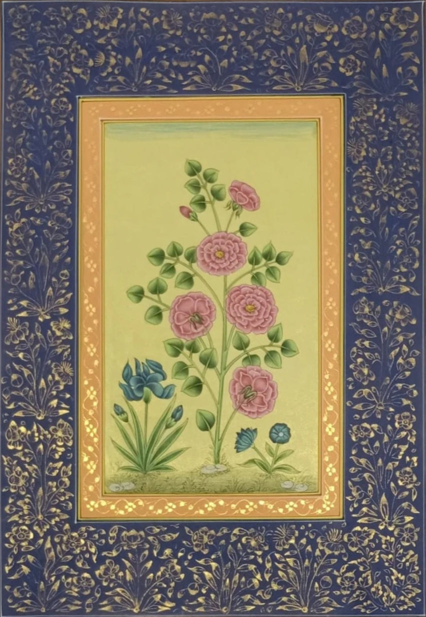Buy The Mughal Flowers in Miniature Painting by Mohan Prajapati
