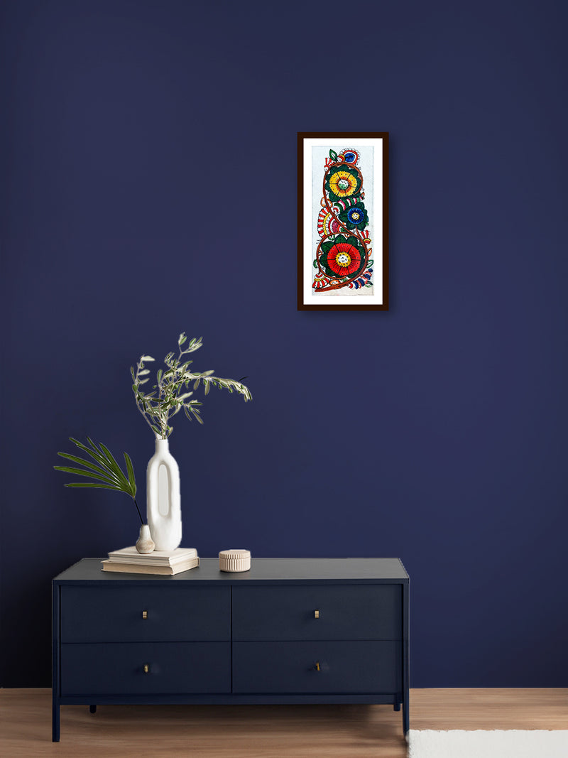 Buy wall painting Bewitching Blooms: Multi-Color Floral Tholu Bommalata Painting by Kanday Anjanapp