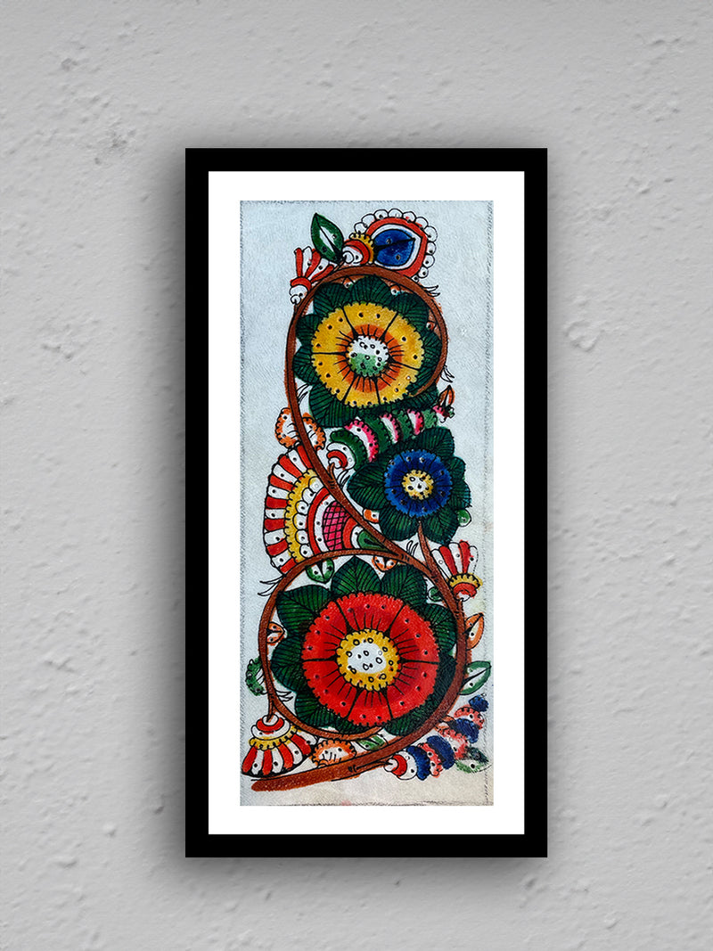 Bewitching Blooms: Multi-Color Floral Tholu Bommalata Painting by Kanday Anjanapp for sale
