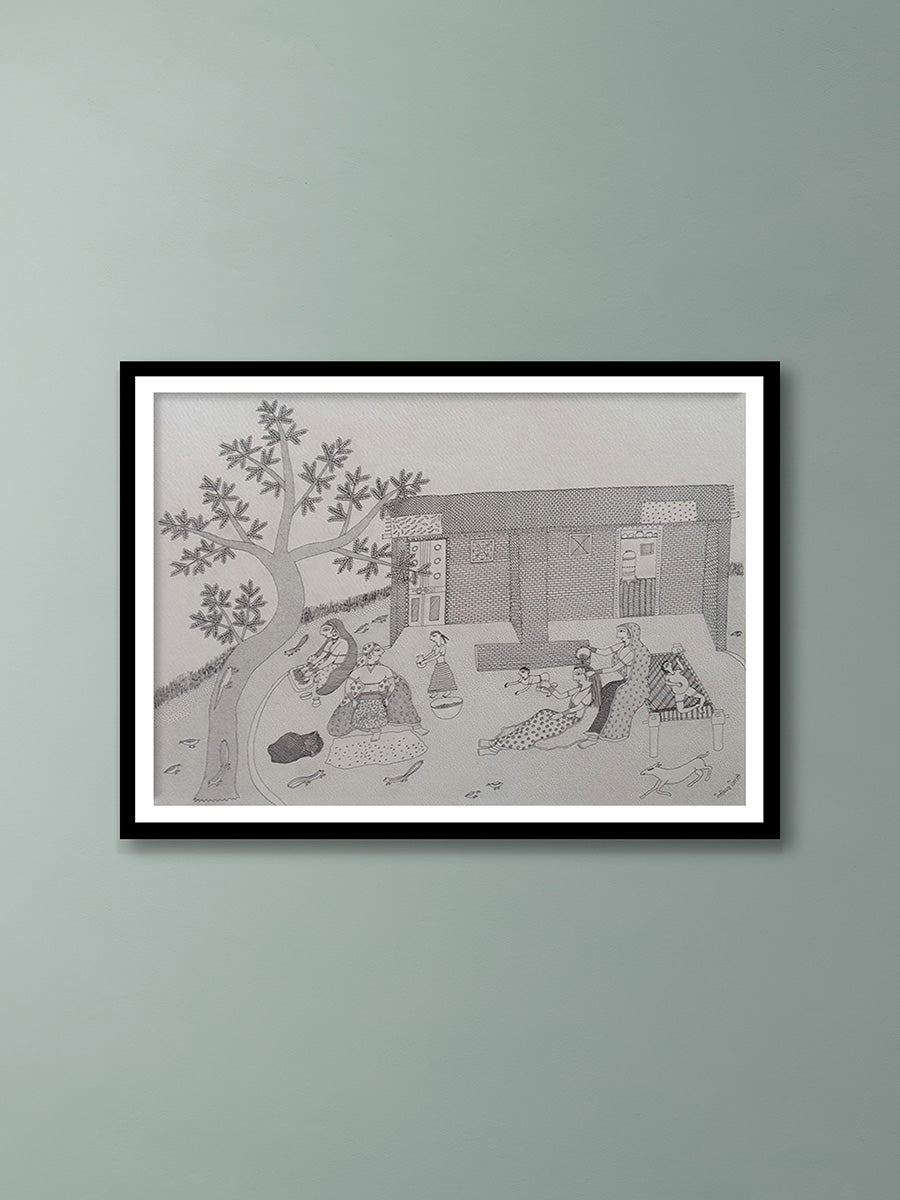 Shop Tranquil Village scenes in Jogi Art by Govind Bhai Bharthri