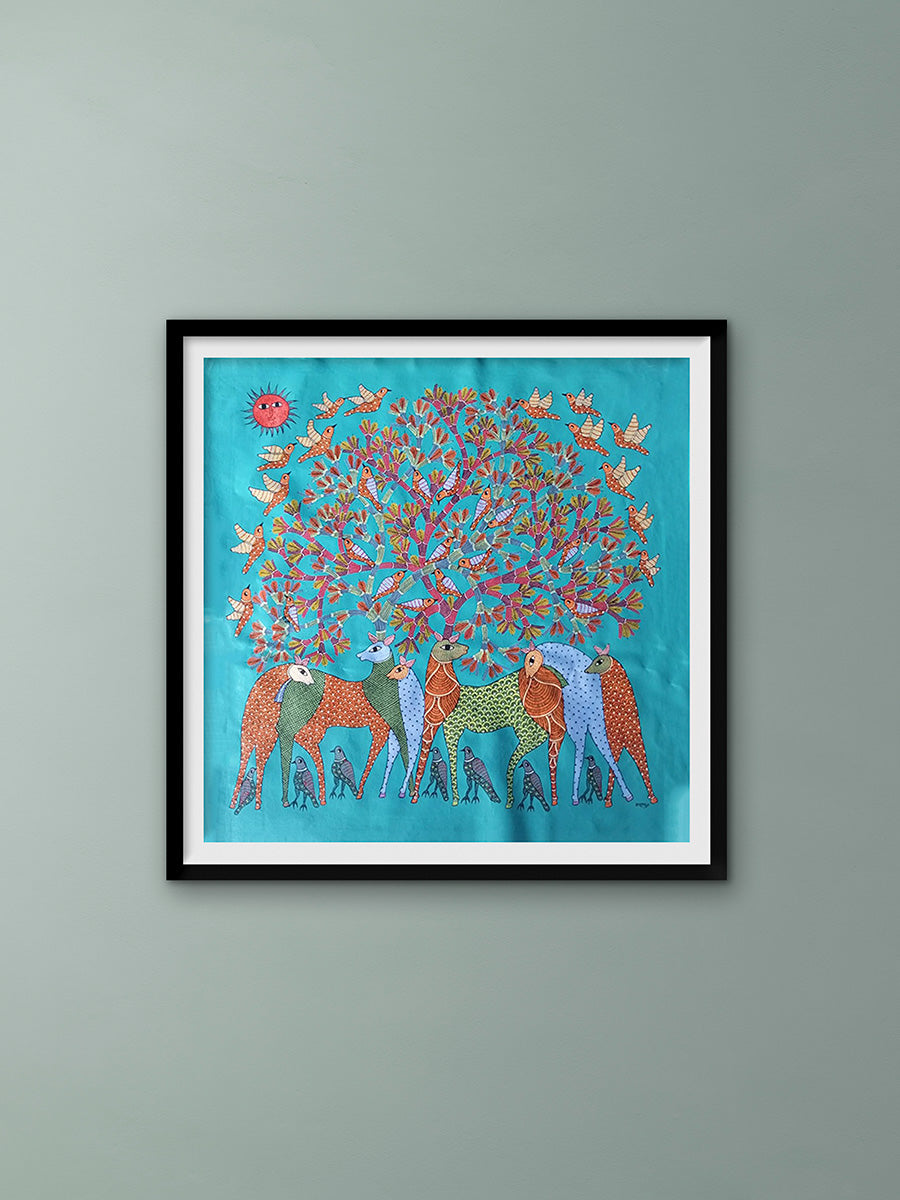 Buy Deers and Birds in Gond by Braj Bhooshan Dhurwey