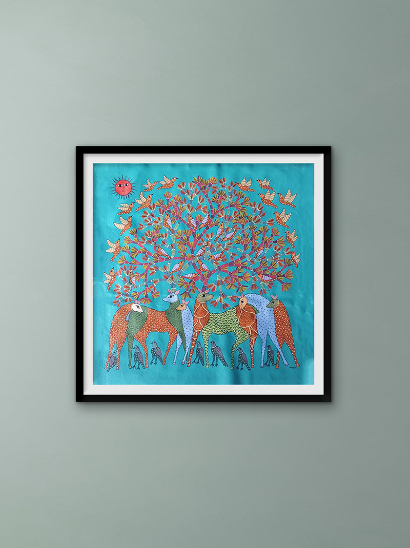 Buy Deers and Birds in Gond by Braj Bhooshan Dhurwey