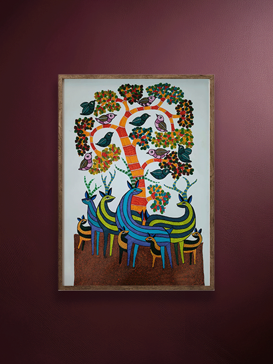 Shop The Forest's Abundance: A Gond Painting by Choti Tekam