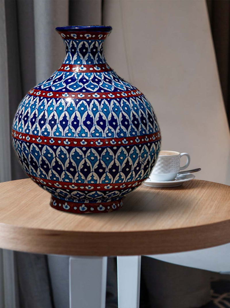 Shop The Enchanting Crimson Azure Pot, Blue Pottery By Gopal Saini