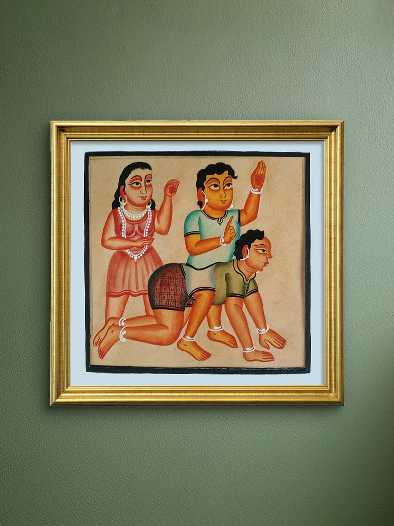 Kids Playing in Kalighat by Bapi Chitrakar