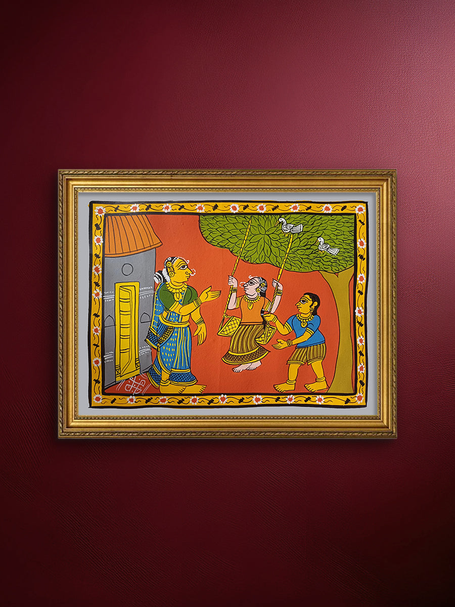 Buy A Mother's Call: Village Life Scenery in Cheriyal Scroll by Sai Kiran