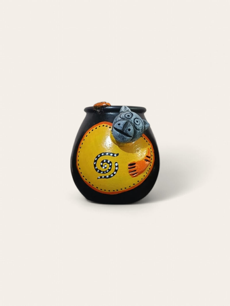 Shop Cat Pen Holder In Black Pottery by Ramjatan Prajapati