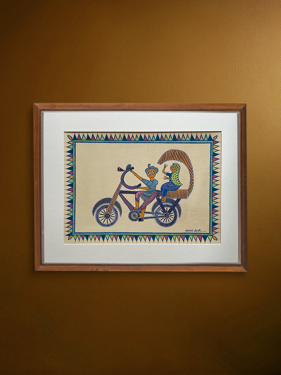 Buy Cycle Rikshaw In Pithora art by Chanchal Soni