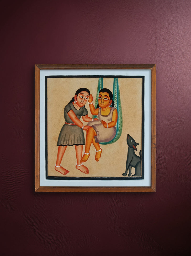 Buy Girls and Their Dog in Kalighat by Bapi Chitrakar