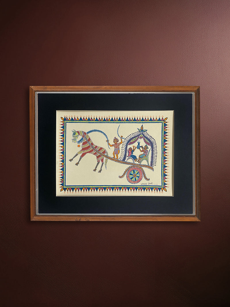 Buy Horse cart ride in Pithora art by Chanchal Soni