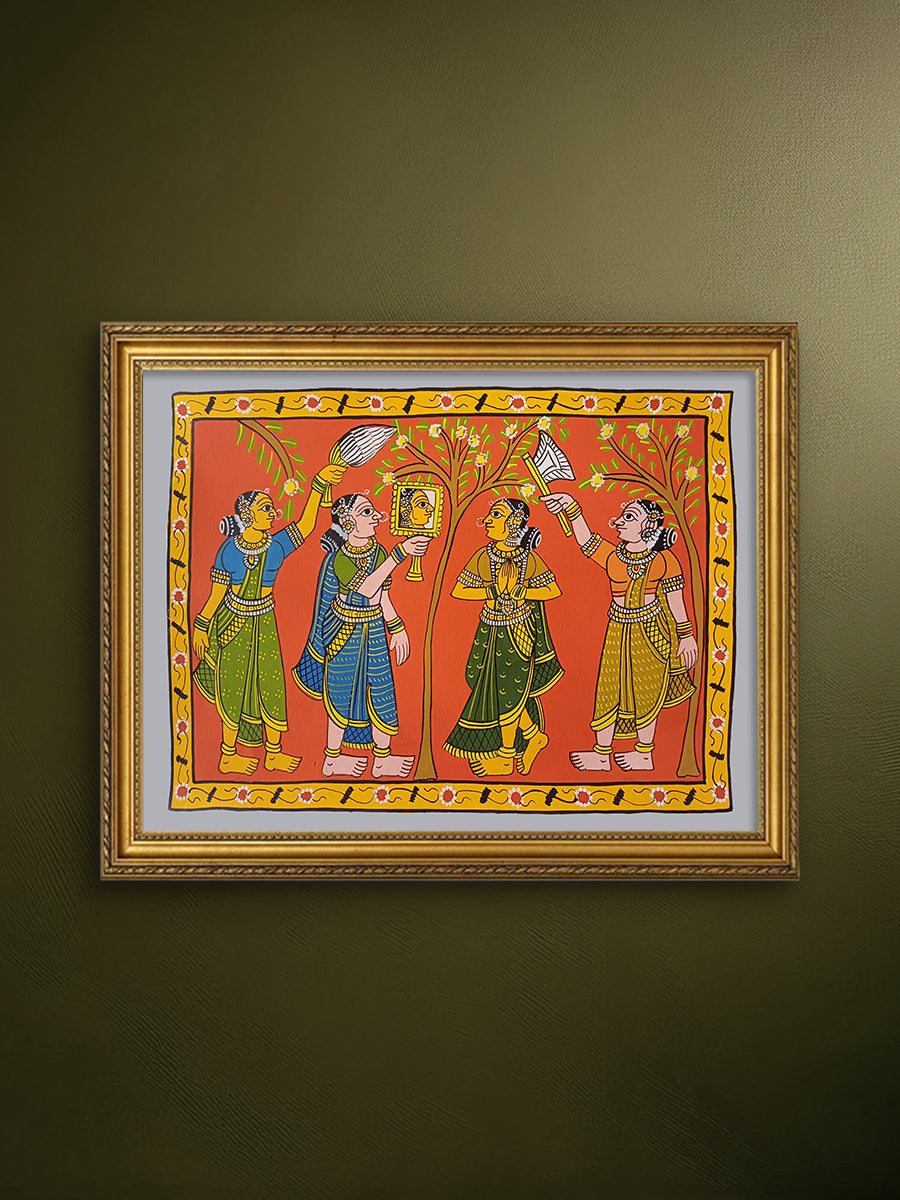 Buy Reflecting Beauty: The Graceful Women in Cheriyal Scroll by Sai Kiran