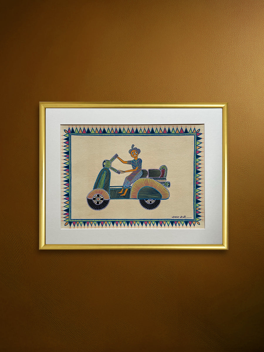 Buy Scootty ride In Pithora art by Chanchal Soni