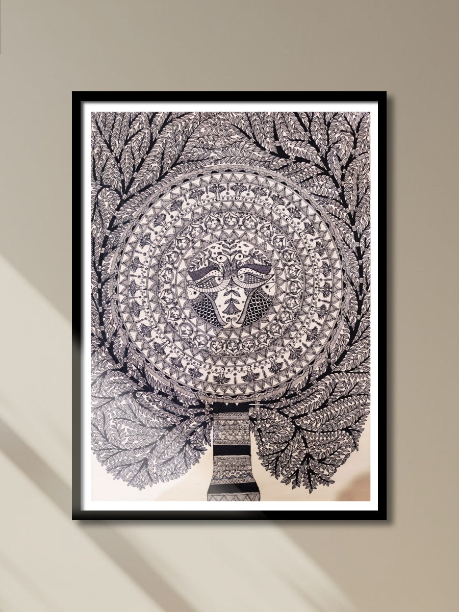 Shop Tree of Life with The Fusion of Godna Style In Madhubani by Ambika Devi