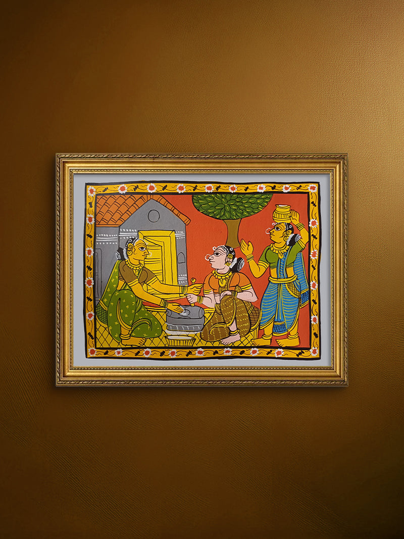 Buy Women at Work: A Rural Life Scene In Cheriyal Scroll by Sai Kiran