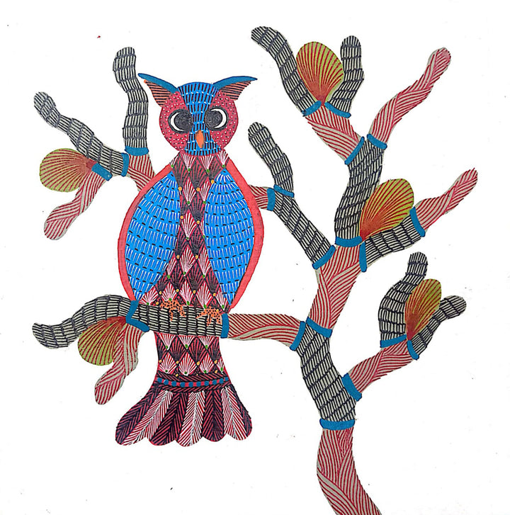 The Wise Owl in Gond by Kailash Pradhan Thumbnail
