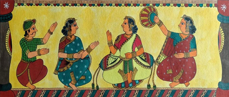 Purchase Sita With Her Dassi: Chitrakathi Painting by Chetan Gangavane