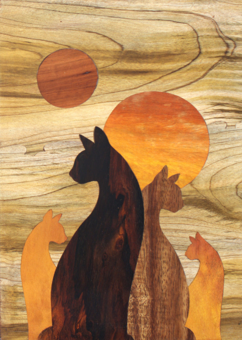 Buy Wooden Cat Inlay Design