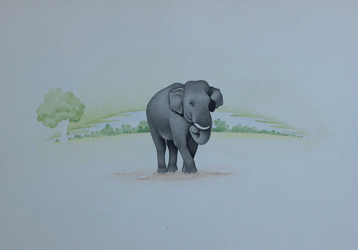 A Majestic Elephant in Miniature style by Mohan Prajapati Thumbnail