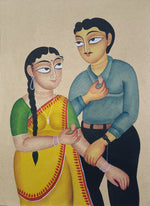 A man and a women In Kalighat by Anwar Chitrakar painting