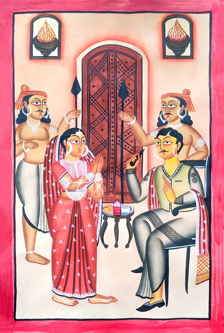 Aristocratic Babu and Biwi In Kalighat by Hasir Chitrakar Thumbnail