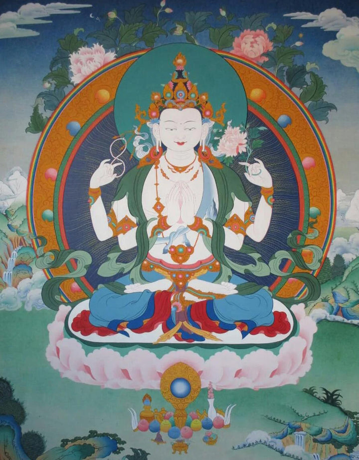 Awalokiteshvara: Thangka Painting by Krishna Tashi Palmo Thumbnail