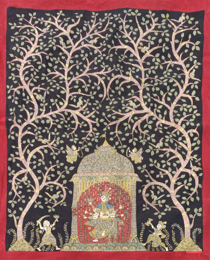 Bethak Jogani Mata With Devotees Mata Ni Pachedi By Vasant Manubhai Chitara For Home Decor Thumbnail
