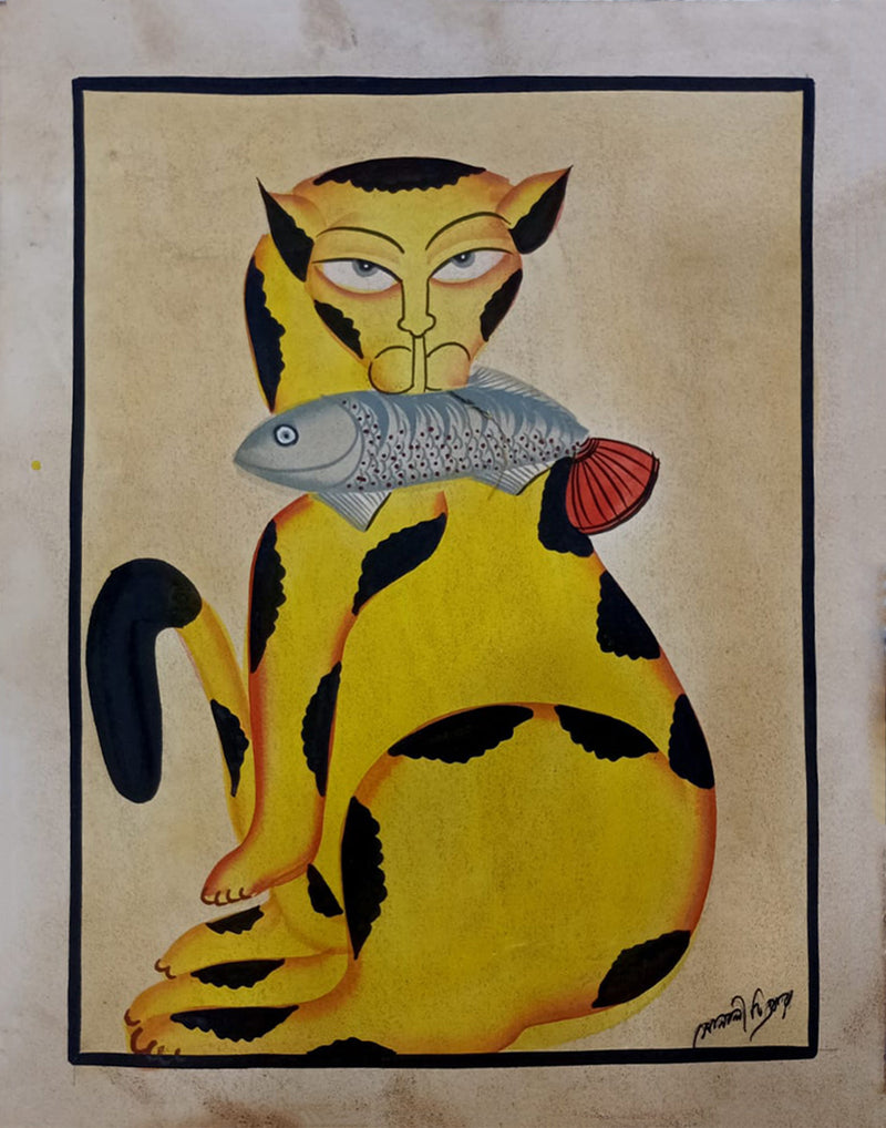 Order Cat Holding a Fish in Kalighat by Sonali Chitrakar
