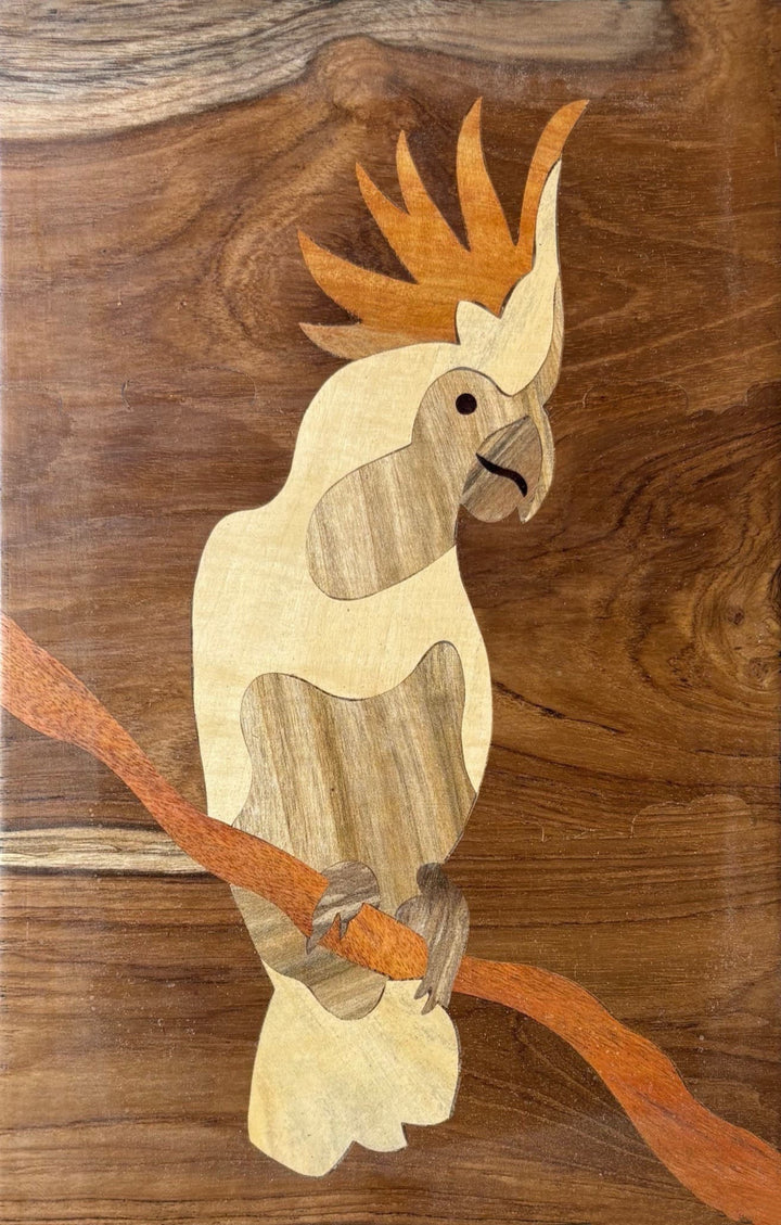 Cockatoo Parrot In Wood Inlay by Mohan Kumar Thumbnail