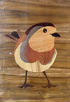 Dark brown belly sparrow in Wood Inlay by Mohan Kumar Painting