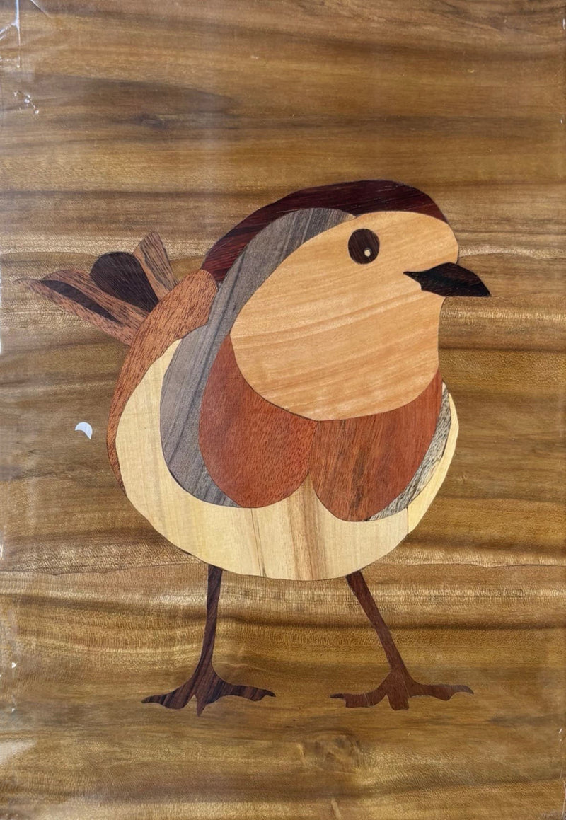 Dark brown belly sparrow in Wood Inlay by Mohan Kumar Painting
