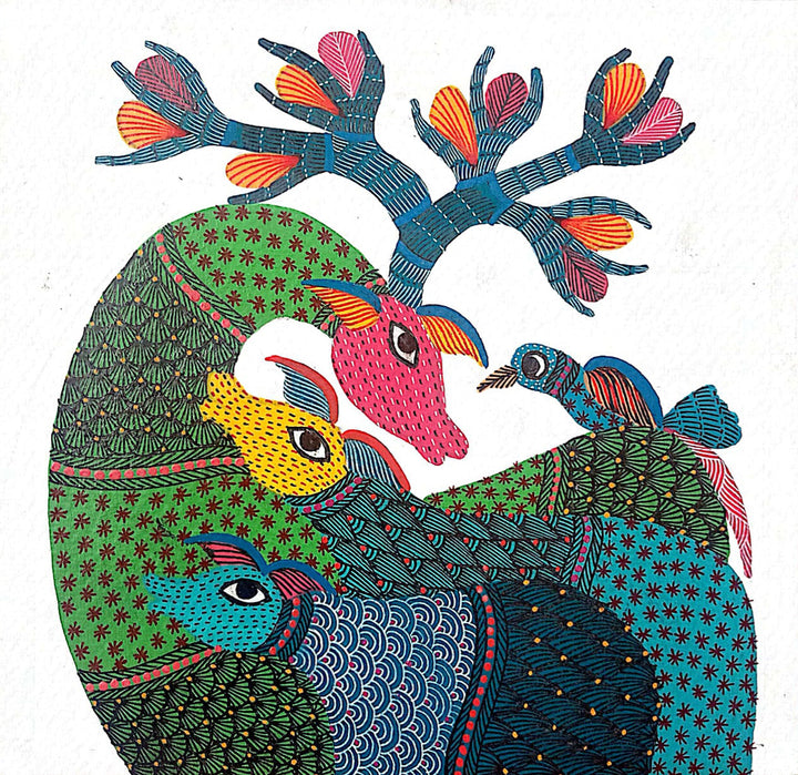 Deer in Gond by Kailash Pradhan Thumbnail