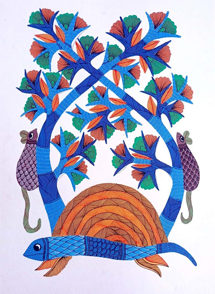 Earth's Vibrancy in Gond by Kailash Pradhan Thumbnail