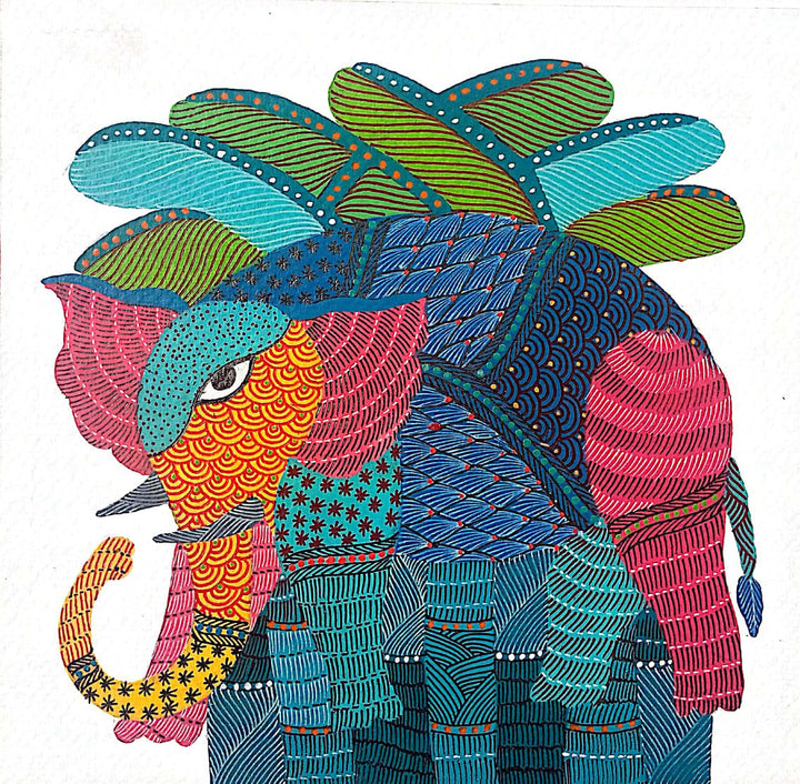 Elephant in Gond by Kailash Pradhan Thumbnail