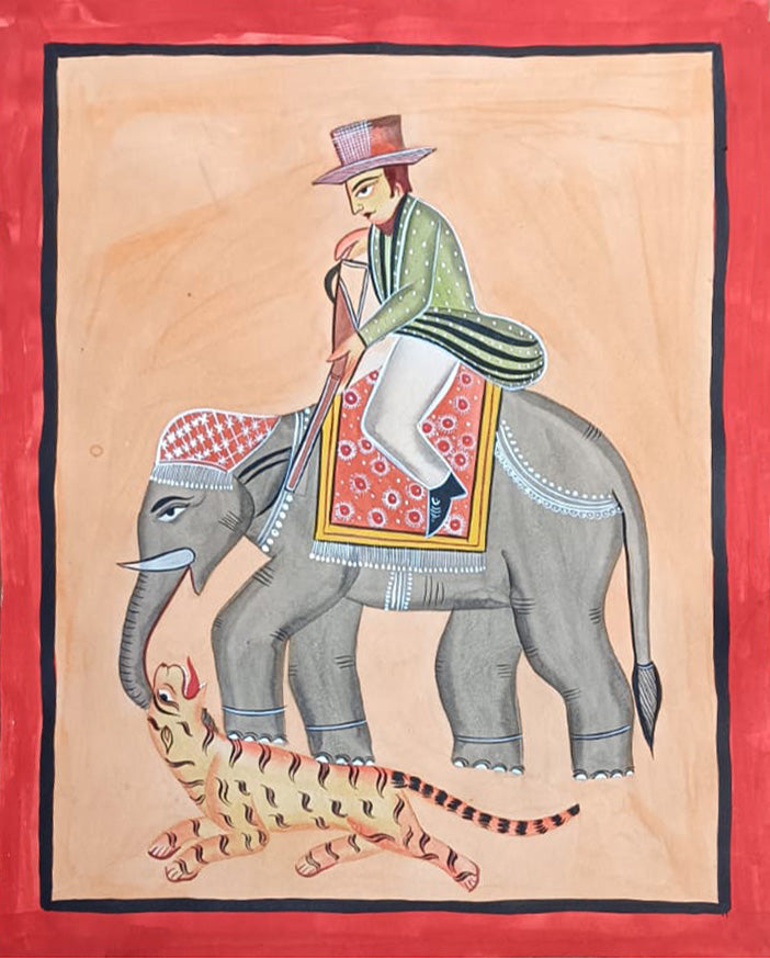 Encounter In the Jungle in Kalighat by Manoranjan Chitrakar