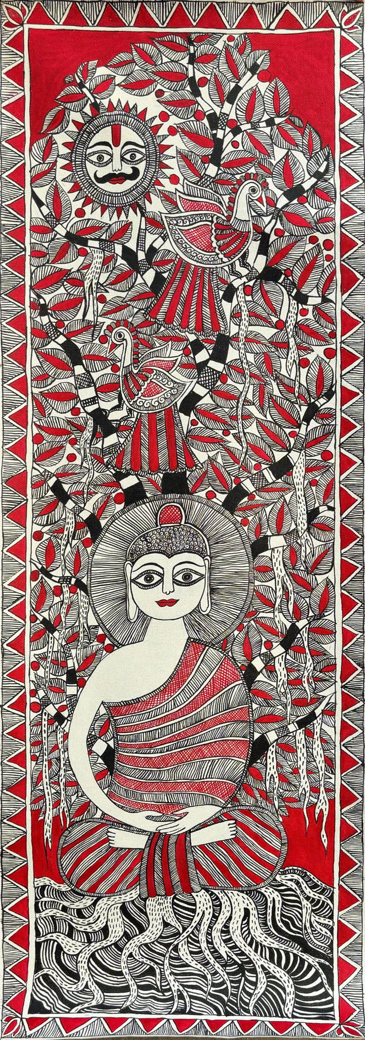 Enlightening of Buddha In Madhubani by Izhar Ansari Thumbnail