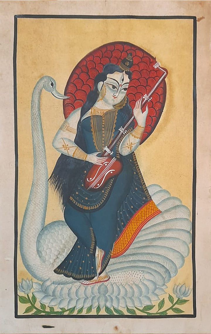 Ethereal Melodies: Melodies of Wisdom Khalighat Painting by Sonali Chitrakar Thumbnail