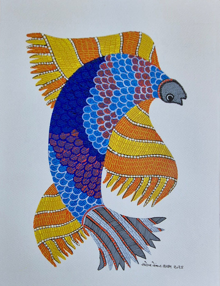 The Flying Fish in Gond by Saroj Venkat Shyam Thumbnail