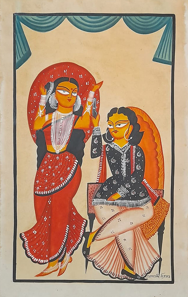 Gilded Encounters: The Allure of Artistry in Kalighat Painting by Sonali Chitrakar Thumbnail