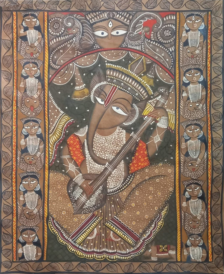 Lord Ganesha and Goddess Durga  in Kalighat by Sonali Chitrakar Thumbnail