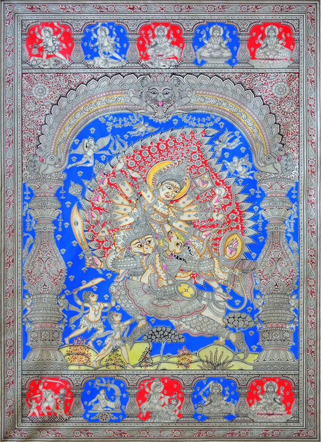 Buy Goddess Durga as Mahishasura Mardini in Odisha Pattachitra by Gitanjali Das