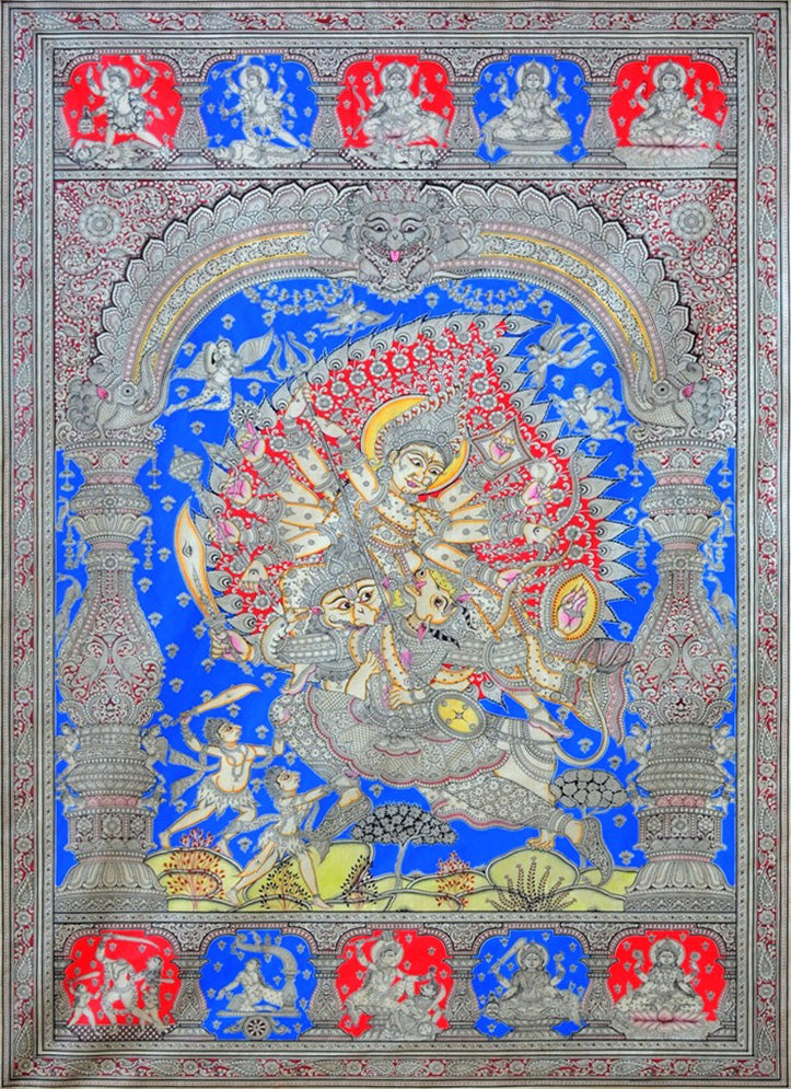Buy Goddess Durga as Mahishasura Mardini in Odisha Pattachitra by Gitanjali Das