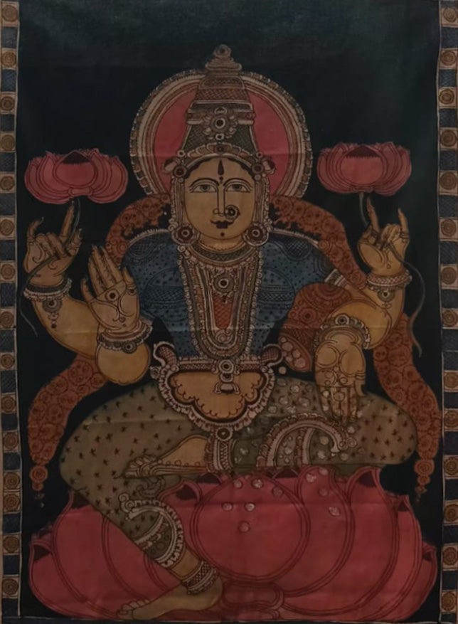 Goddess Lakshmi in kalamkari by Kanukurthi Guna Sekhar Sai