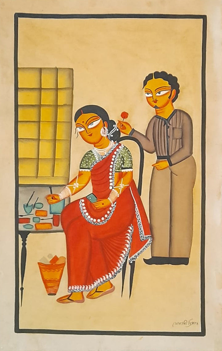 Harmony of Creativity: Intimacy and Artistry on a Khalighat Canvas by Sonali Chitrakar Thumbnail
