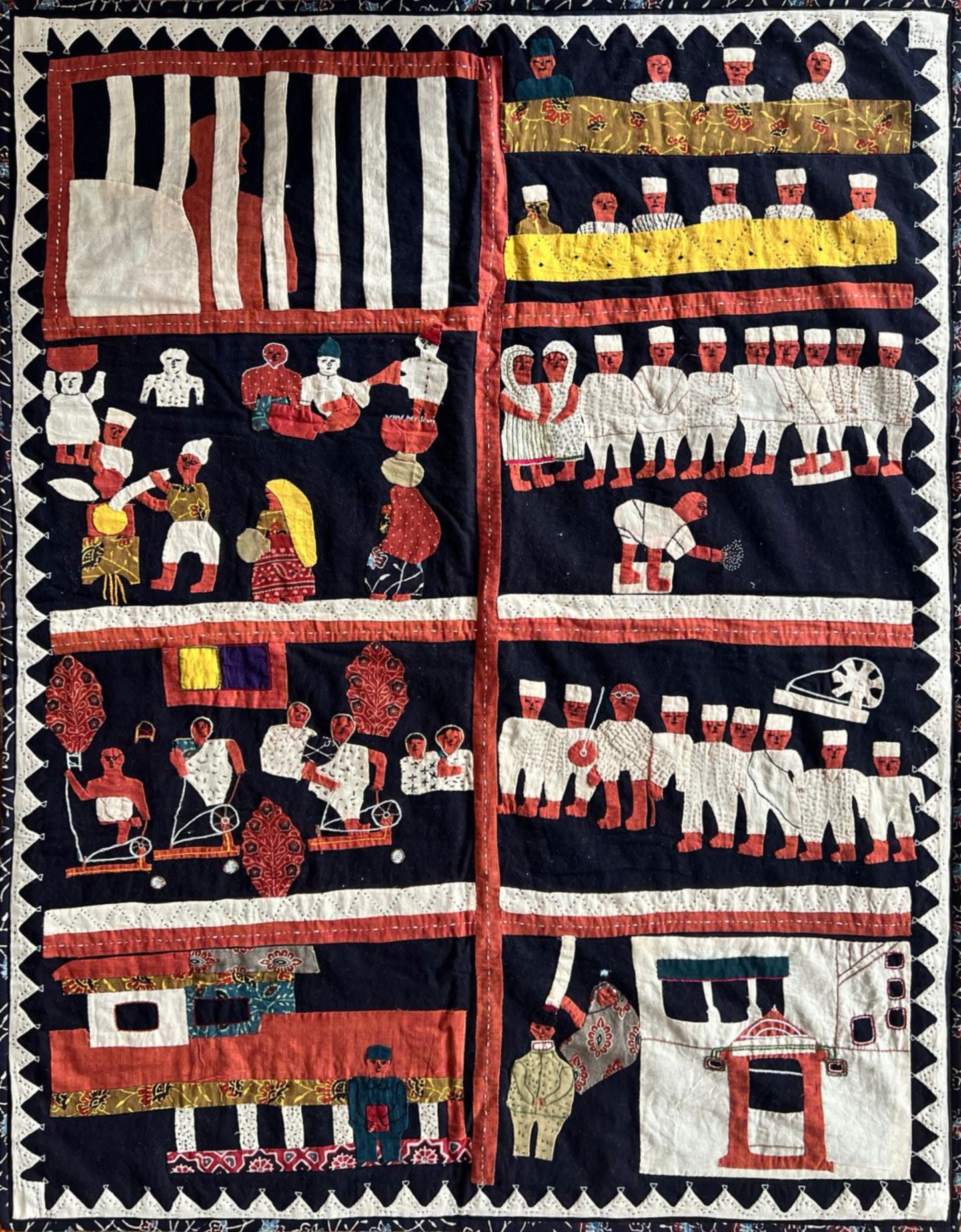 Kalo Rashka Mahatma Gandhi In Traditional Kutch Embroidery