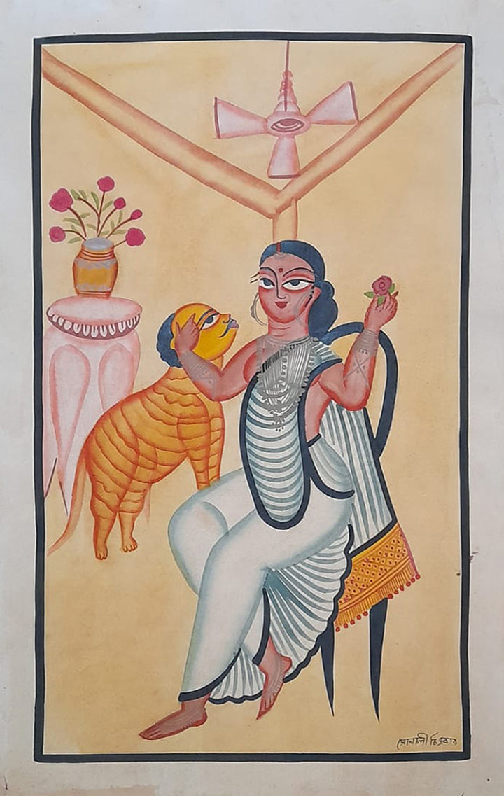 In the Petal of Love: A Khalighat Painting of Domestic Harmony by Sonali Chitrakar Thumbnail