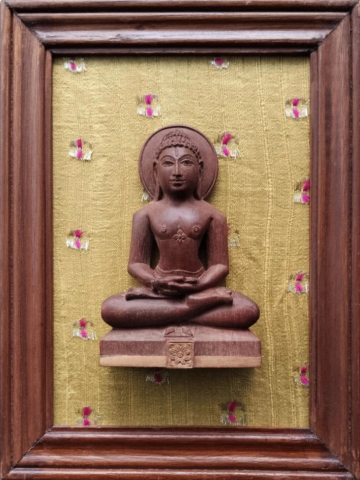 Jain Tirthankar in Miniature Kadam Wood Carving Thumbnail