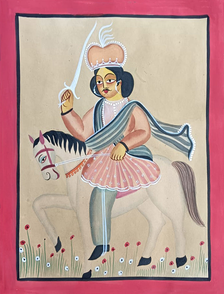 Buy King Riding a Horse In Kalighat by Manoranjan Chitrakar